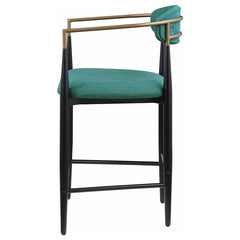 Tina Metal Counter Height Bar Stool with Upholstered Back and Seat Green (Set of 2) - 121185