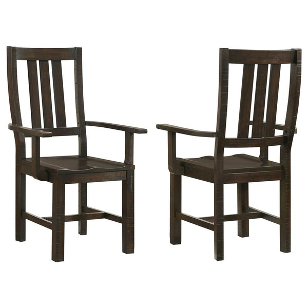 Calandra Slat Back Arm Chairs Vintage Java (Set of 2) - 192953