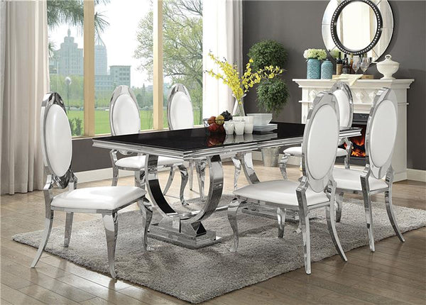 Antoine Rectangular Dining Table Chrome and Black - 107871