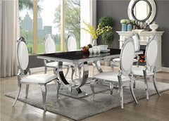 Antoine Rectangular Dining Table Chrome and Black - 107871