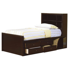 Phoenix Wood Full Storage Bookcase Bed Cappuccino - 400180F