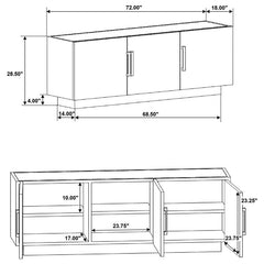 Dennis 3-door Marble Top Dining Sideboard Server White and Tobacco Grey - 190655