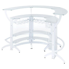 Dallas 2-shelf Curved Home Bar White and Frosted Glass (Set of 3) - 182136-S3