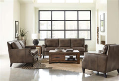 Leaton Upholstered Recessed Arm Loveseat Brown Sugar - 509442