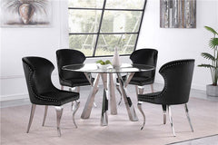 Alaia Round Glass Top Dining Table Clear and Chrome - 190710