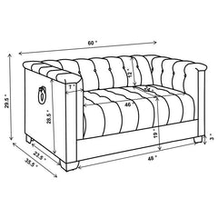 Chaviano 3-piece Upholstered Track Arm Sofa Set Pearl White - 505391-S3