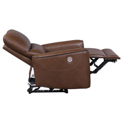 Greenfield Upholstered Power Recliner Chair Saddle Brown - 610266P