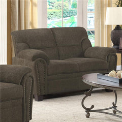 Clementine Upholstered Padded Arm Loveseat Brown - 506572