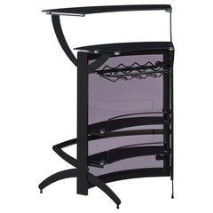 Dallas 2-shelf Home Bar Smoked and Black Glass - 182135