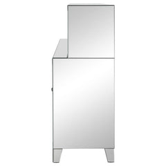 Yvaine 2-door Mirrored Wine Cabinet with Faux Crystal Inlay Silver - 115585