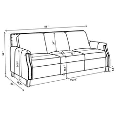 Leaton Upholstered Recessed Arm Sofa Brown Sugar - 509441