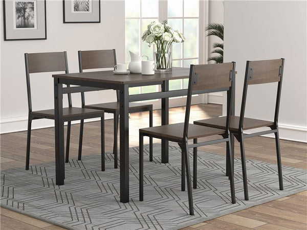 Lana 5-piece Rectangular Dining Table Set Dark Brown and Matte Black - 150505