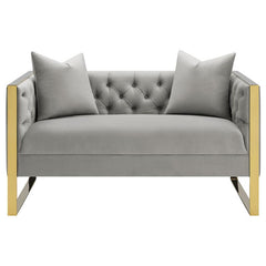 Eastbrook Velvet Upholstered Tufted Loveseat Grey - 509112