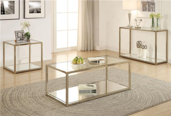 Cora Glass Top Coffee Table Mirrored Shelf Chocolate Chrome - 705238