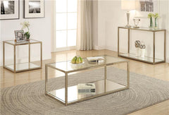 Cora Glass Top Coffee Table Mirrored Shelf Chocolate Chrome - 705238