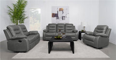 Nova Upholstered Padded Arm Reclining Loveseat Dark Grey - 602532