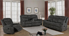 Lawrence 3-piece Upholstered Reclining Sofa Set Charcoal - 603504-S3