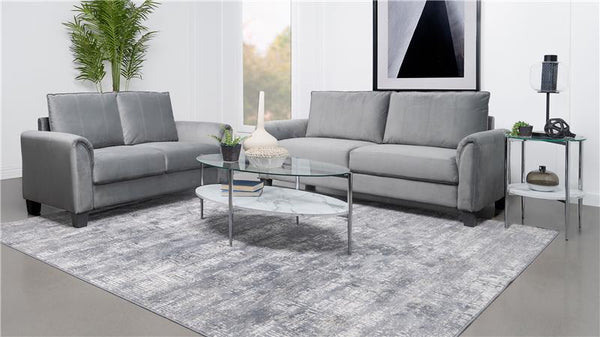 Davis 2-piece Upholstered Rolled Arm Sofa Grey - 509634-S2