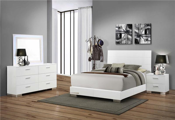 Felicity 4-piece California King Bedroom Set White Gloss - 203501KW-S4L