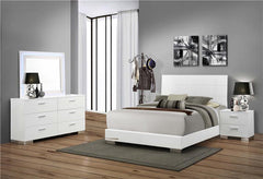 Felicity 4-piece California King Bedroom Set White Gloss - 203501KW-S4L