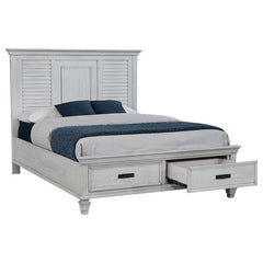 Franco California King Storage Panel Bed Distressed White - 205330KW