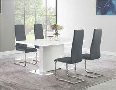 Anges 5-piece Dining Set White High Gloss and Grey - 102310-S5G