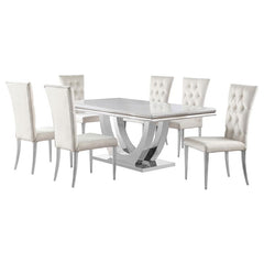 Kerwin 7-piece Dining Room Set White and Chrome - 111101-S7W
