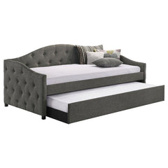 Sadie Upholstered Twin Daybed with Trundle Grey - 300638