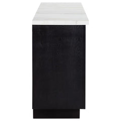 Sherry 3-drawer Marble Top Dining Sideboard Server White and Rustic Espresso - 115515