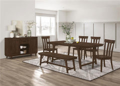 Reynolds Slat Back Dining Side Chair Brown Oak (Set of 2) - 107592