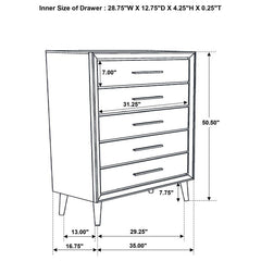 Ramon 5-drawer Bedroom Chest Metallic Sterling - 222705