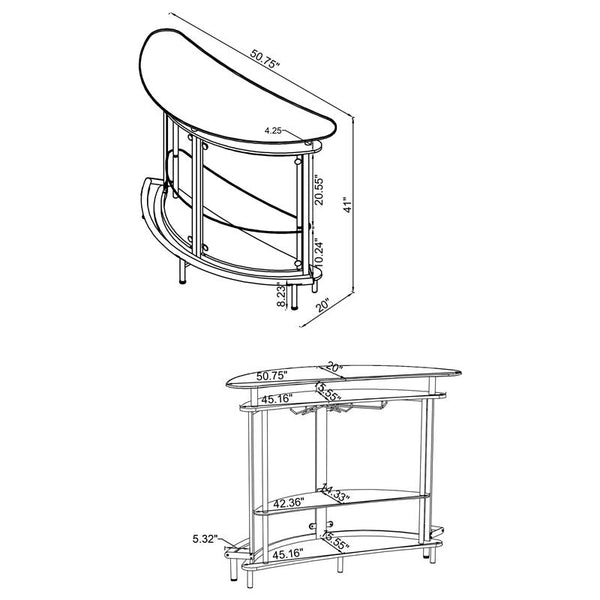 Amarillo 2-tier Bar Unit Black and Chrome - 101065