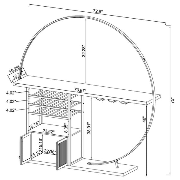 Risley 2-door Circular LED Home Bar with Wine Storage Dark Charcoal - 182799