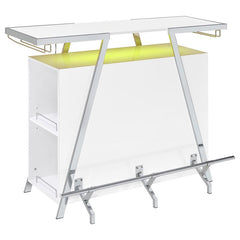 Araceli Home Bar Wine Cabinet White High Gloss and Chrome - 182355