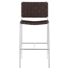Adelaide Upholstered Bar Stool with Open Back Brown and Chrome - 183584