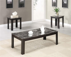 Rhodes 3-piece Faux Marble Top Coffee Table Set Grey - 700375