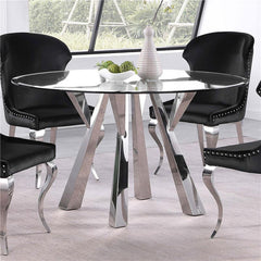 Alaia Round Glass Top Dining Table Clear and Chrome - 190710