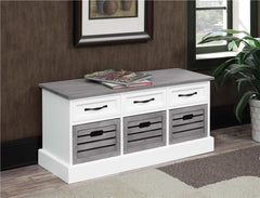 Alma 3-drawer Storage Bench White and Weathered Grey - 501196