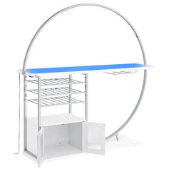 Risley 2-door Circular LED Home Bar with Wine Storage White High Gloss - 182798