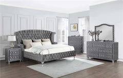 Deanna Upholstered Eastern King Wingback Bed Grey - 205101KE