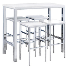Natividad 5-piece Bar Set White High Gloss and Chrome - 182525