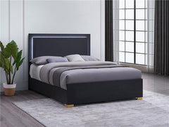Marceline Wood Full LED Panel Bed Black - 222831F