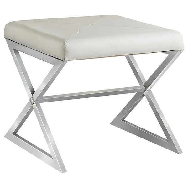 Rita X-cross Square Ottoman White and Chrome - 501063