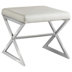 Rita X-cross Square Ottoman White and Chrome - 501063