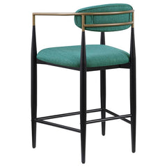 Tina Metal Counter Height Bar Stool with Upholstered Back and Seat Green (Set of 2) - 121185