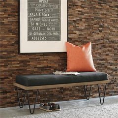 Chad Denim Upholstered Accent Bench Dark Blue - 501837