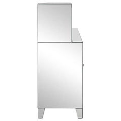 Yvaine 2-door Mirrored Wine Cabinet with Faux Crystal Inlay Silver - 115585