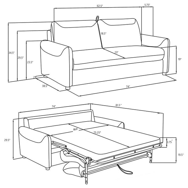 Rylie Upholstered Sofa Sleeper with Queen Mattress Beige - 360027