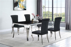 Carone Rectangular Glass Top Dining Table Black and Chrome - 115071