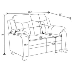 Finley 2-piece Upholstered Padded Arm Tufted Sofa Set Black - 506551-S2
